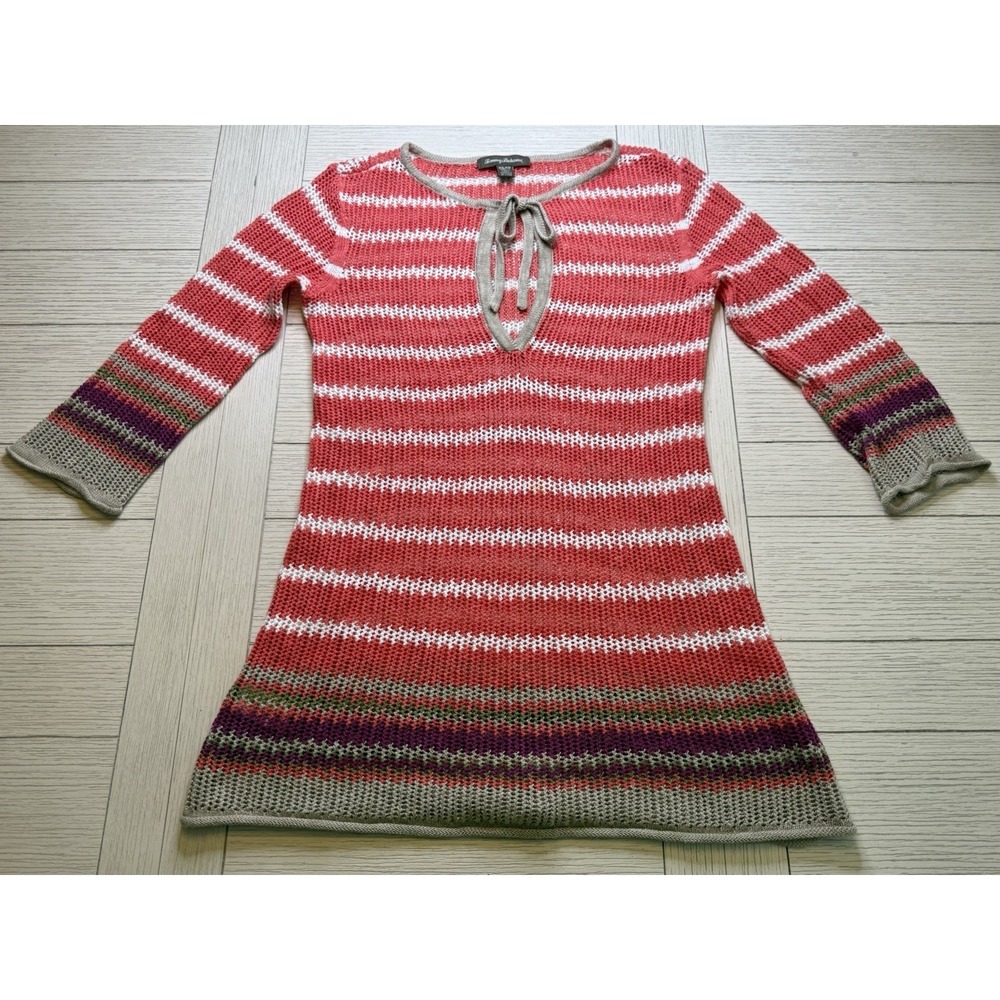 Tommy‎ Bahama Crochet Open Knit Beach Cover Up Dress Linen Blend Resortwear Boho